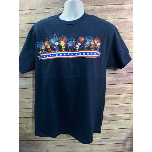 Peanuts Fourth of July Independence Day Navy Blue T-shirt Size Large - Picture 3 of 10